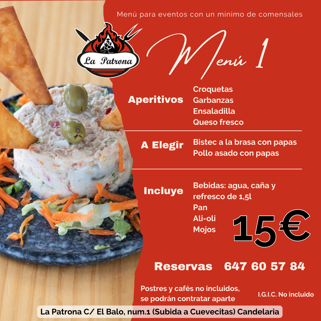 menu 15€ La Patrona